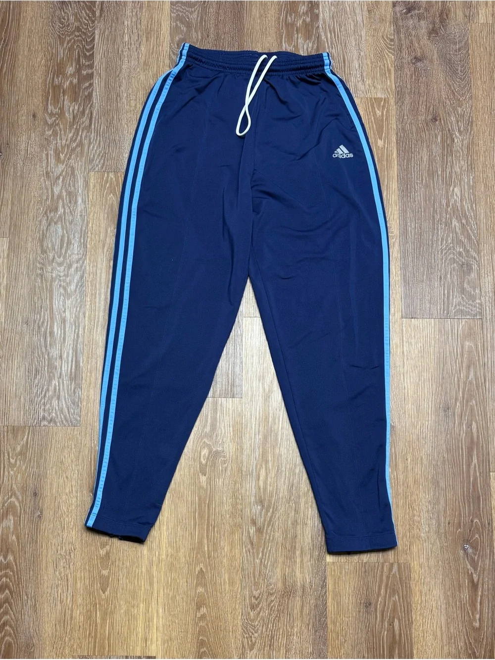 adidas Navy Joggers with Light Blue Side Stripes
